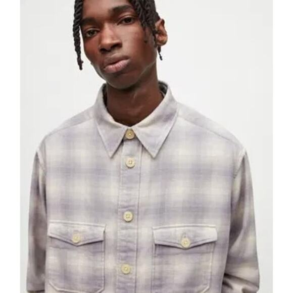 NWT ALLSAINTS Shasta Long Sleeve Button Down Bleached Lilac Small - Picture 2 of 11